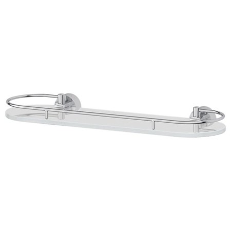 Shelf with holders, width 40 cm, matte glass, chrome