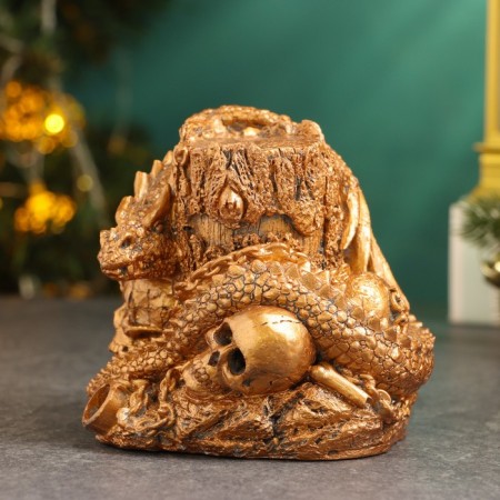 Skull "Skull with a snake" 11x11x11cm, bronze-2
