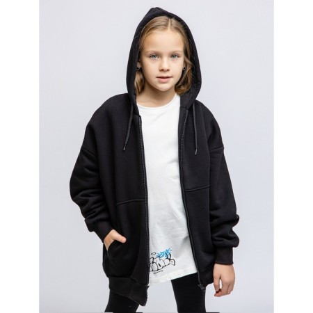 Pulover with a children's zipper, height 110 cm, black color-2