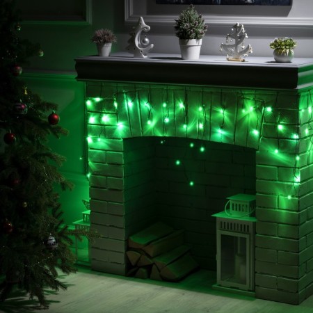 Garland "fringe" 1.8 x 0.5 m, IP20, dark thread, 48 LED, green glow, 8 modes, 220 V
