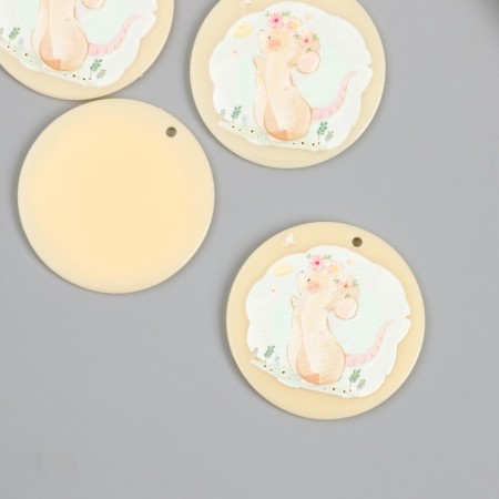 Acryl's work decor "Mouse in a flower wreath" 0.2x4x4 cm-1