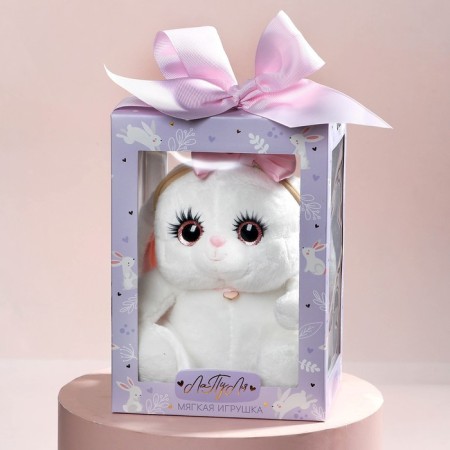 Soft toy "Bunny La Pu", in a dress, with a bandage bow-6
