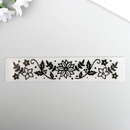 Embosing stencil plastic "Flowers and twigs" 3x15 cm