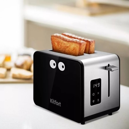 Toster KitFort KT-4094, 870 W, 6 fry modes, 2 toasts, silver-black-1