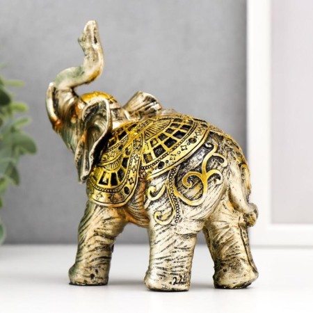 Souvenir Polystone "Elephant with drawings on the Popon" set of 2pcs. 14.5x13x5.7 cm-3