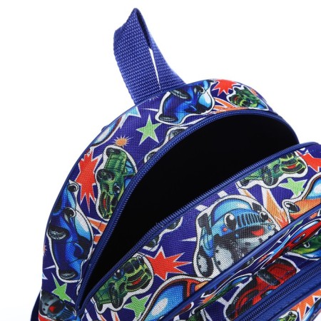 Baby backpack on lightning, external pocket, blue color-3