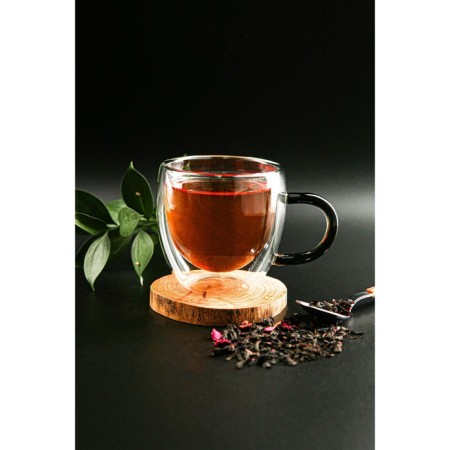 Glass cup with double walls Magistro "Adele", 200 ml, black color-6