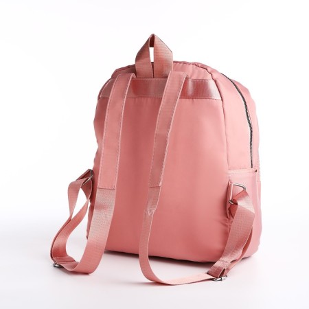 City backpack of textiles on lightning, 2 outer pockets, pink color-1