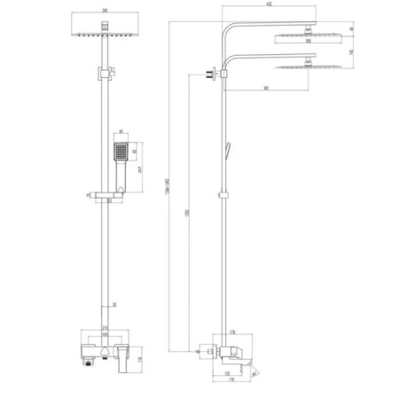 Lemark Unit LM4562C shower system, single -leaf, tropical shower, watering can-1