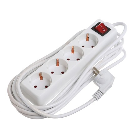 Extension cord Luazon Lighting, 4 sockets, 5 m, 6 A, 1300 W, 3x0.75 mm2, s/c, with excavation, b-1