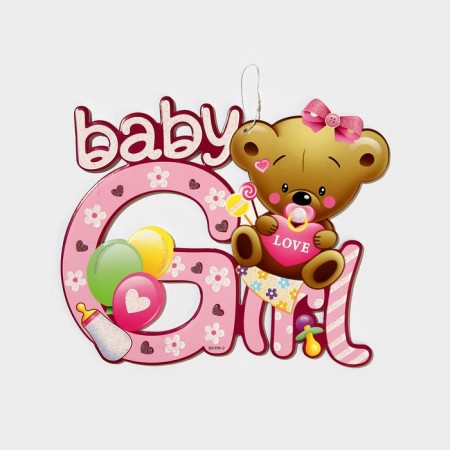 Decorative decoration (suspension) "Baby Girl" 30x25 cm, col. pink-1