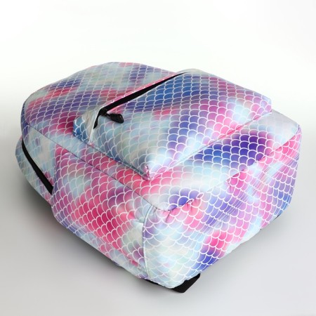 Youth backpack from a lightning textile, 3 pockets, waist bag, blue/white/pink color-1