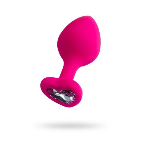 Anal plug Diamond Heart, silicone, pink color, 8 cm, d = 3 cm