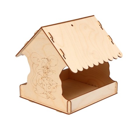 DIY wooden feeder for birds "New Year's mouse", 22 × 20 × 22 cm, Greengo-10