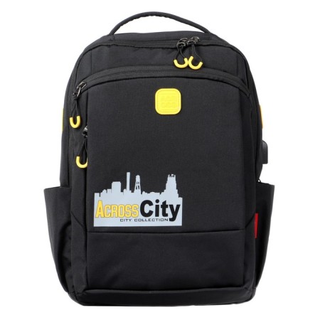 Youth backpack 45 x 31 x 12 cm, ergonomic back, Across M-4, black/yellow M-4-1-2