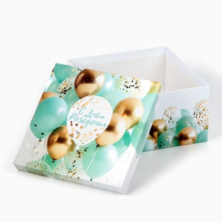 Gift box, packaging, “Happy Birthday” 24 x 24 x 13 cm-3