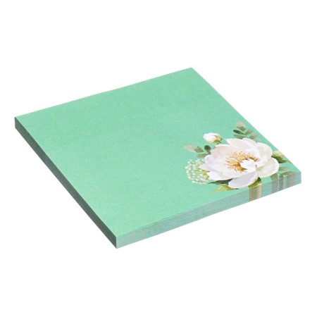 Block with a sticky edge paper 75x75 mm, Erichkrause "Pastel Bloom", 50 sheets, turquoise-2