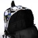 A backpack with a zipper, 3 outer pockets, black/blue/beige color
