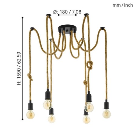 Suspension RAMPSIDE, 6x28W E27-2