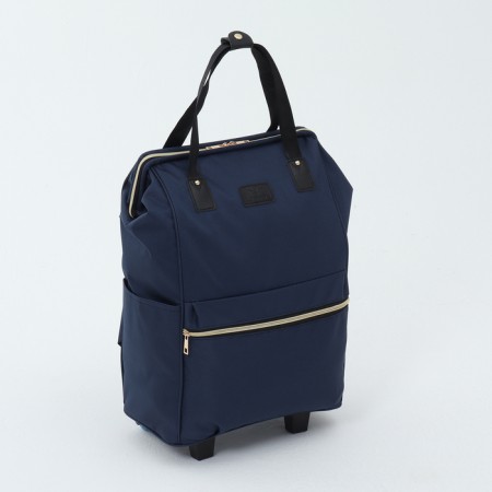 Road bag on wheels, external pocket, blue color