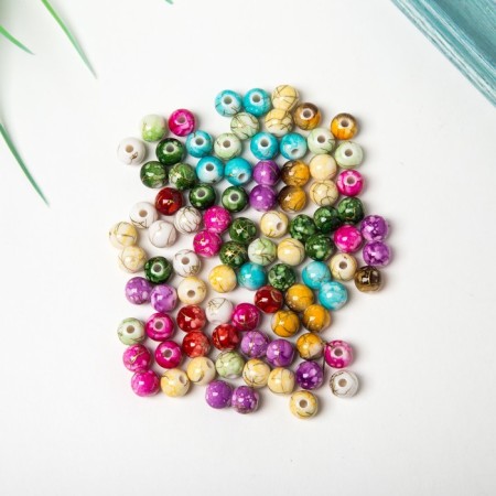 Acrylic beads "Colored pebbles" 7 mm, (set 85-90 pcs)-1