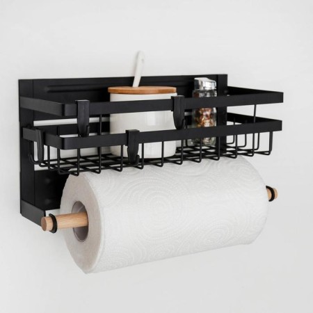 Shelf on magnet, 4 hooks, black color-5