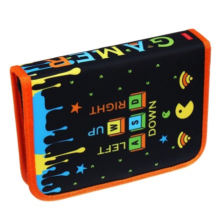 Penal 1 section, 140 x 200 x 40 mm, 2 folding strips, fabric, Hatber "Old Gamer" Black/Yellow NPK_74290-2