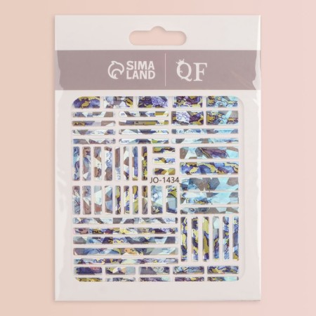 Nail stickers "broken glass", foil, blue/graphite/purple/golden color-2