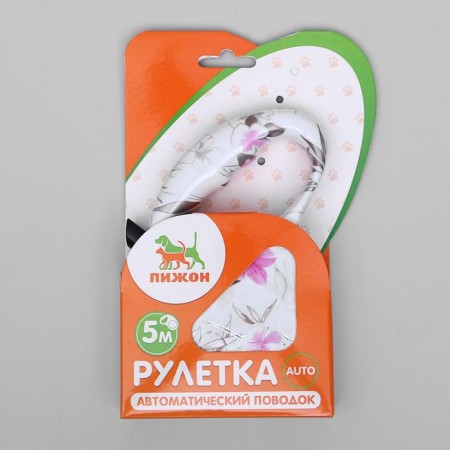 Рулетка "Лапа", 5 м, до 35 кг, принт цветы-3