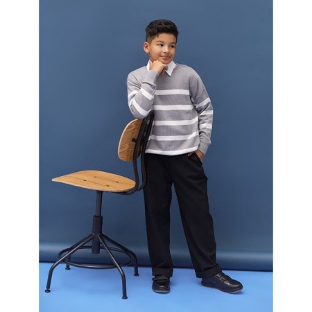 Sweater Knitted Children's Amarobaby Strip, Height 152 cm, Gray Color-14