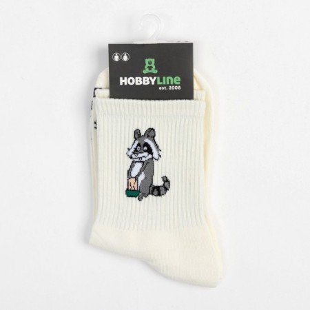 Women's socks "raccoon", white color, size 36-40-3