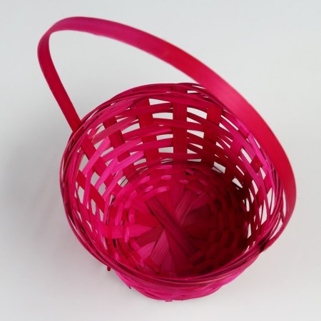 Wicker basket, d17 x 9 x 30 cm, pink, bamboo-3