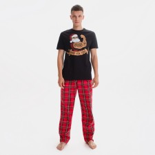 Пижама новогодняя мужская KAFTAN "New year", цвет красный/чёрный, размер 50