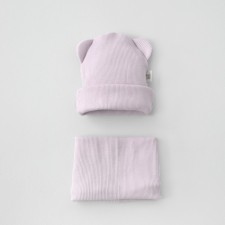 Kinderlitto Piccolino Kinderlitto kit, 2 items: hat, snood, age 0-3 months, color Lilac