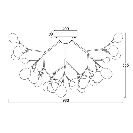 Freya FR5049CL-36B Florencia, 980x980x560 mm ceiling lamp, G4, 36x3W, black color-3