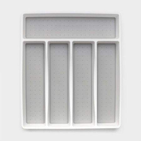 Griten cutlery tray, with silicone insert, 5 departments, 33.5 × 29.3 × 4.5 cm, white color-1