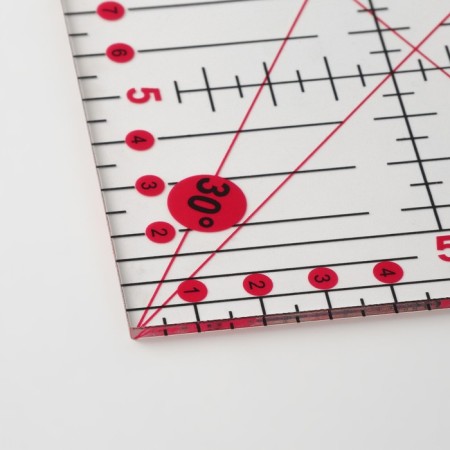 A quilting and patchwork ruler, 45 × 15 cm, thickness 3 mm, transparent/pink color-1
