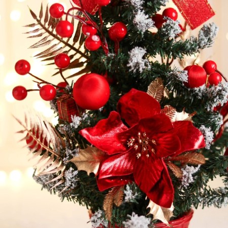 Christmas tree decor "Festive" flower bow Balls Berry, 16x35 cm, red-2