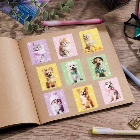 Paper stickers "cats and dogs", with coloring, 11 x 15.5 cm-4