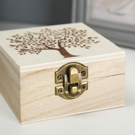 Casket Wood for painting "Tree" 10x10x5 cm-3