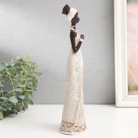 Polystone souvenir "African in a wicker dress" White 27x8x6 cm-1
