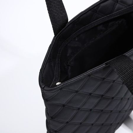 Soper bag with zipper, black color-5