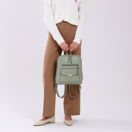 City backpack on a zipper, green color-4