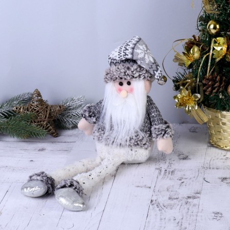 Soft toy "Santa Claus with a bell - long legs" 10*40 cm silver-1