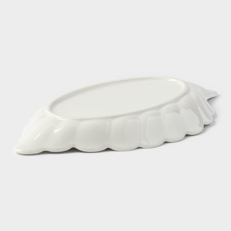Ceramic "Leaf" dish, 25.5 × 14.5 cm, white color-3