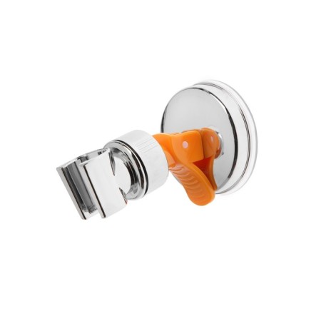 Holder for shower watering can Zein Z73, on vacuum suction cup, plastic, chromium/orange-6