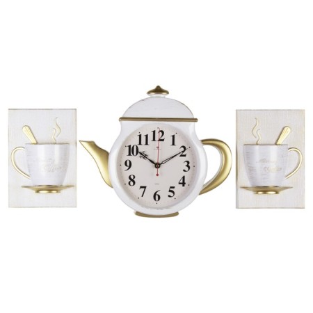 Wall -wall clocks for the kitchen "Teaker and two cups", silent, 29 x 34 cm, white, aa-2
