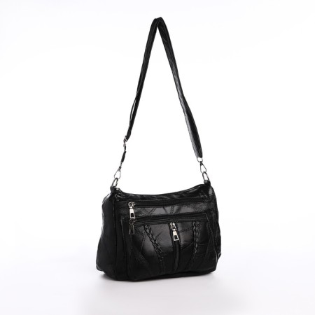 Female bag on one shoulder, on a zipper, black color-2