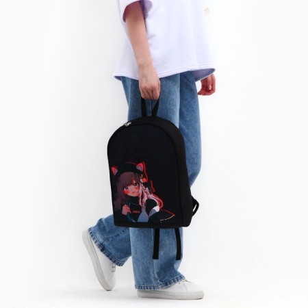 School textile Backpack "Anime Girl", 38x14x27 cm, black color-7