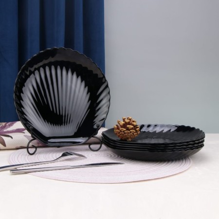 Deep plate Arya Home Shell, 6 pcs, black color-1